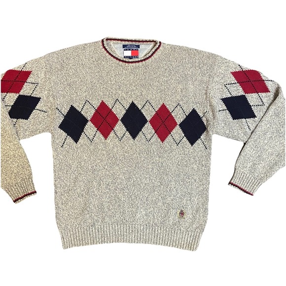 Tommy Hilfiger Other - Tommy Hilfiger Sweater Argyle Cotton Knit Preppy Golf Men's Large Vintage Y2K